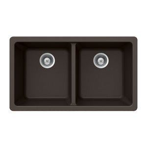 Alternate Image for Houzer 33" Granite Undermount 50/50 Double Bowl Kitchen Sink, Brown, M-200U MOCHA