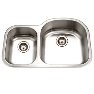 Alternate Image for Houzer 33" Stainless Steel Undermount 70/30 Double Bowl Kitchen Sink, 18 Gauge, MC-3210SL-1