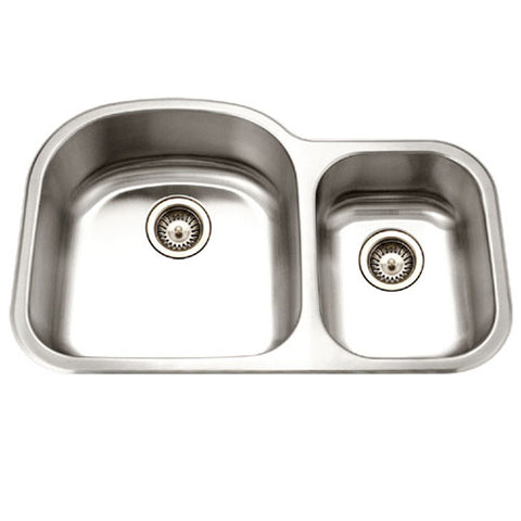 Houzer 33" Stainless Steel Undermount 70/30 Double Bowl Kitchen Sink, MC-3210SR-1