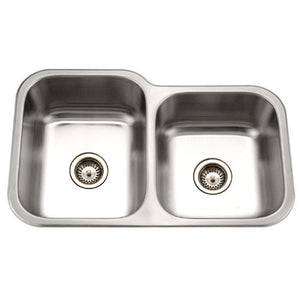 Alternate Image for Houzer 32" Stainless Steel Undermount 60/40 Double Bowl Kitchen Sink, 18 Gauge, MEC-3220SR-1
