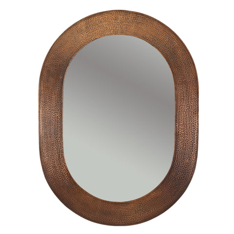 Premier Copper Products 35" Hand Hammered Oval Copper Mirror, MFO3526