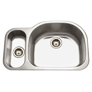 Alternate Image for Houzer 32" Stainless Steel Undermount 80/20 Double Bowl Kitchen Sink, 18 Gauge, MG-3209SL-1