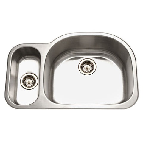 Houzer 32" Stainless Steel Undermount 80/20 Double Bowl Kitchen Sink, MG-3209SL-1