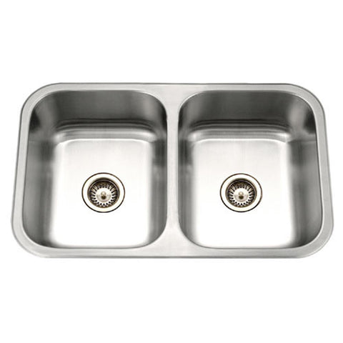 Houzer 32" Stainless Steel Undermount Large Double Bowl Kitchen Sink, MGD-3120-1