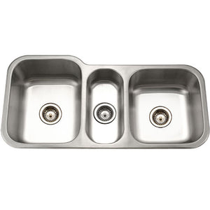 Alternate Image for Houzer 40" Stainless Steel Undermount Triple Bowl Kitchen Sink, 18 Gauge, MGT-4120-1