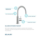 Elkay LK7921SSS Allure Single Hole Kitchen Faucet with Lever Handle Satin Stainless Steel - The Sink Boutique