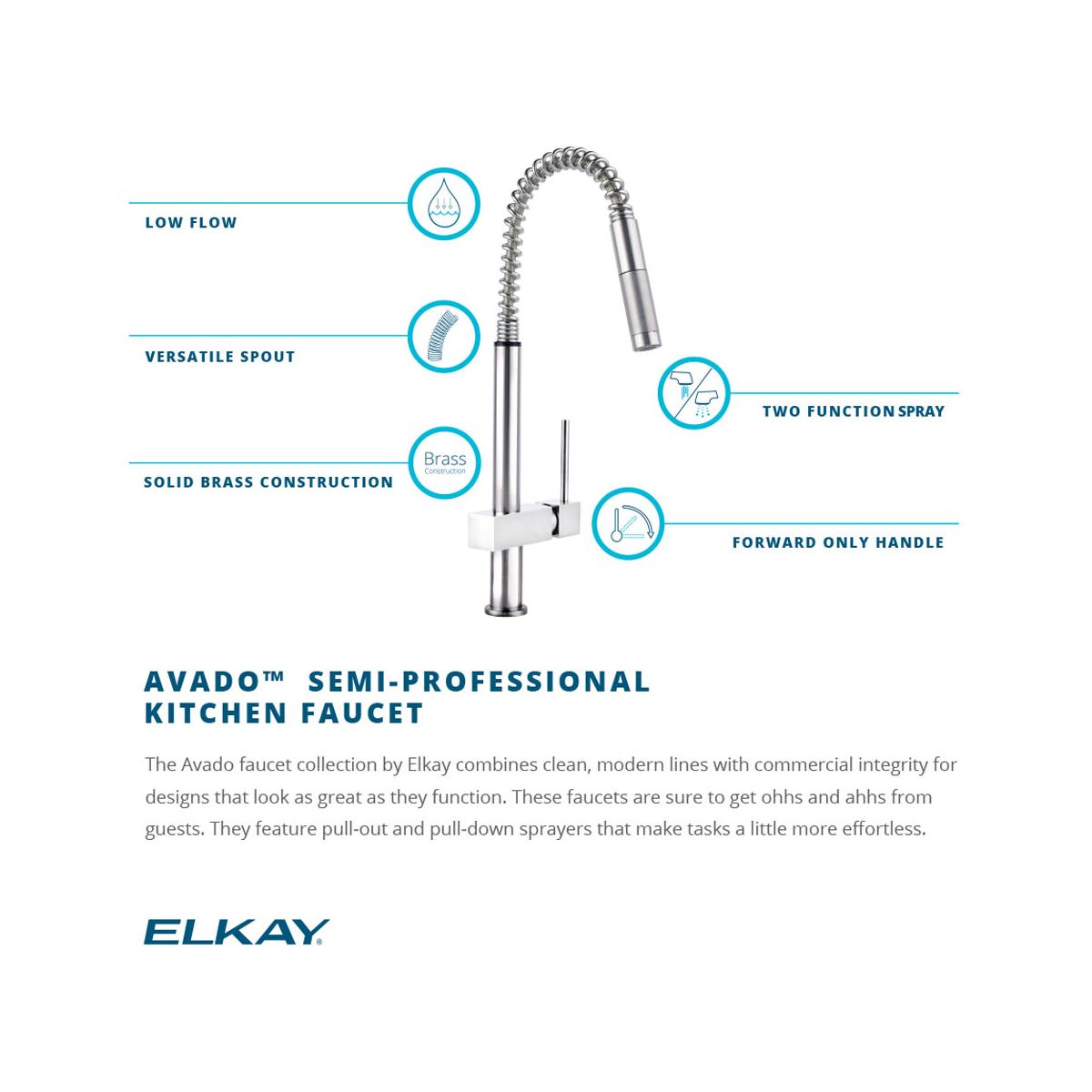 Elkay LKAV2031CR Avado Single Hole Kitchen Faucet with Semi-professional Spout and Lever Handle Chrome - The Sink Boutique