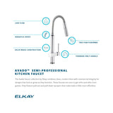 Elkay LKAV2031CR Avado Single Hole Kitchen Faucet with Semi-professional Spout and Lever Handle Chrome - The Sink Boutique