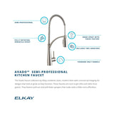 Elkay LKAV4061LS Avado Single Hole Kitchen Faucet with Semi-Professional Spout Forward Only Lever Handle Lustrous Steel - The Sink Boutique
