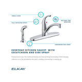 Elkay LK1001CR Everyday Four Hole Deck Mount Kitchen Faucet with Lever Handle and Side Spray and Escutcheon Chrome - The Sink Boutique