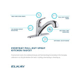 Elkay LK5000LS Everyday Single Hole Deck Mount Kitchen Faucet with Pull-out Spray Lever Handle and Escutcheon Lustrous Steel - The Sink Boutique