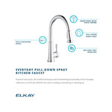 Elkay LK6000CR Everyday Single Hole Deck Mount Kitchen Faucet with Pull-down Spray Forward Only Lever Handle Chrome - The Sink Boutique