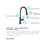 Elkay LKEC2031LS Explore Single Hole Kitchen Faucet with Pull-down Spray and Forward Only Lever Handle Lustrous Steel - The Sink Boutique
