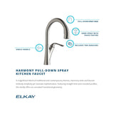 Elkay LKHA4031LS Harmony Single Hole Kitchen Faucet with Pull-down Spray and Forward Only Lever Handle Lustrous Steel - The Sink Boutique
