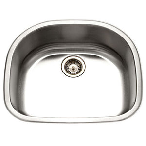 Alternate Image for Houzer 24" Stainless Steel Undermount Single D Bowl Kitchen Sink, 18 Gauge, MS-2409-1