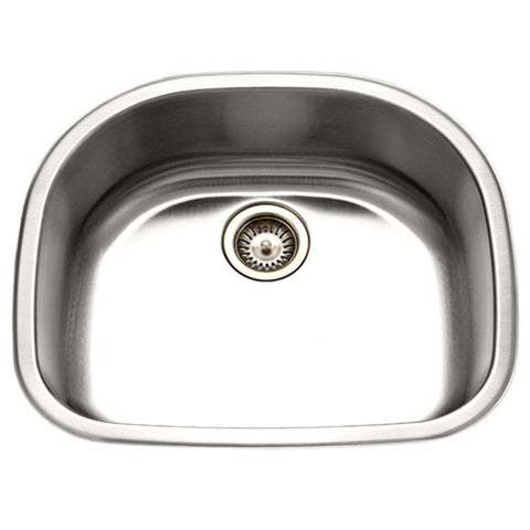 Houzer 24" Stainless Steel Undermount Single D Bowl Kitchen Sink, MS-2409-1
