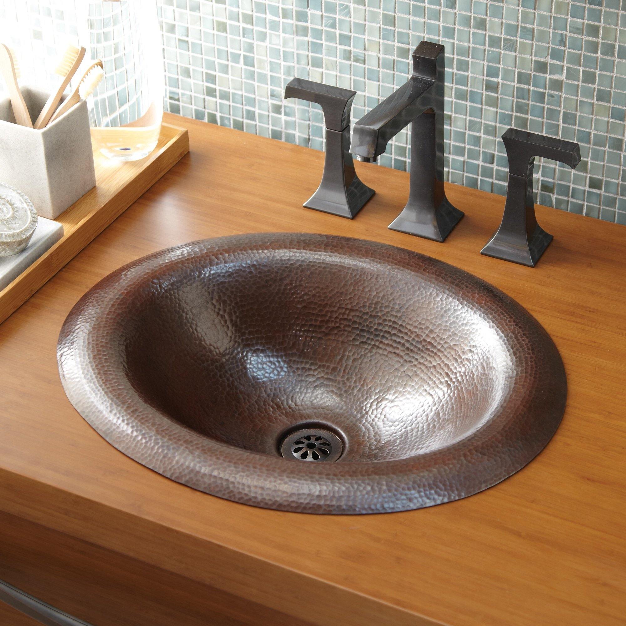 Native Trails Maestro 18" Oval Copper Bathroom Sink, Antique Copper, CPS286