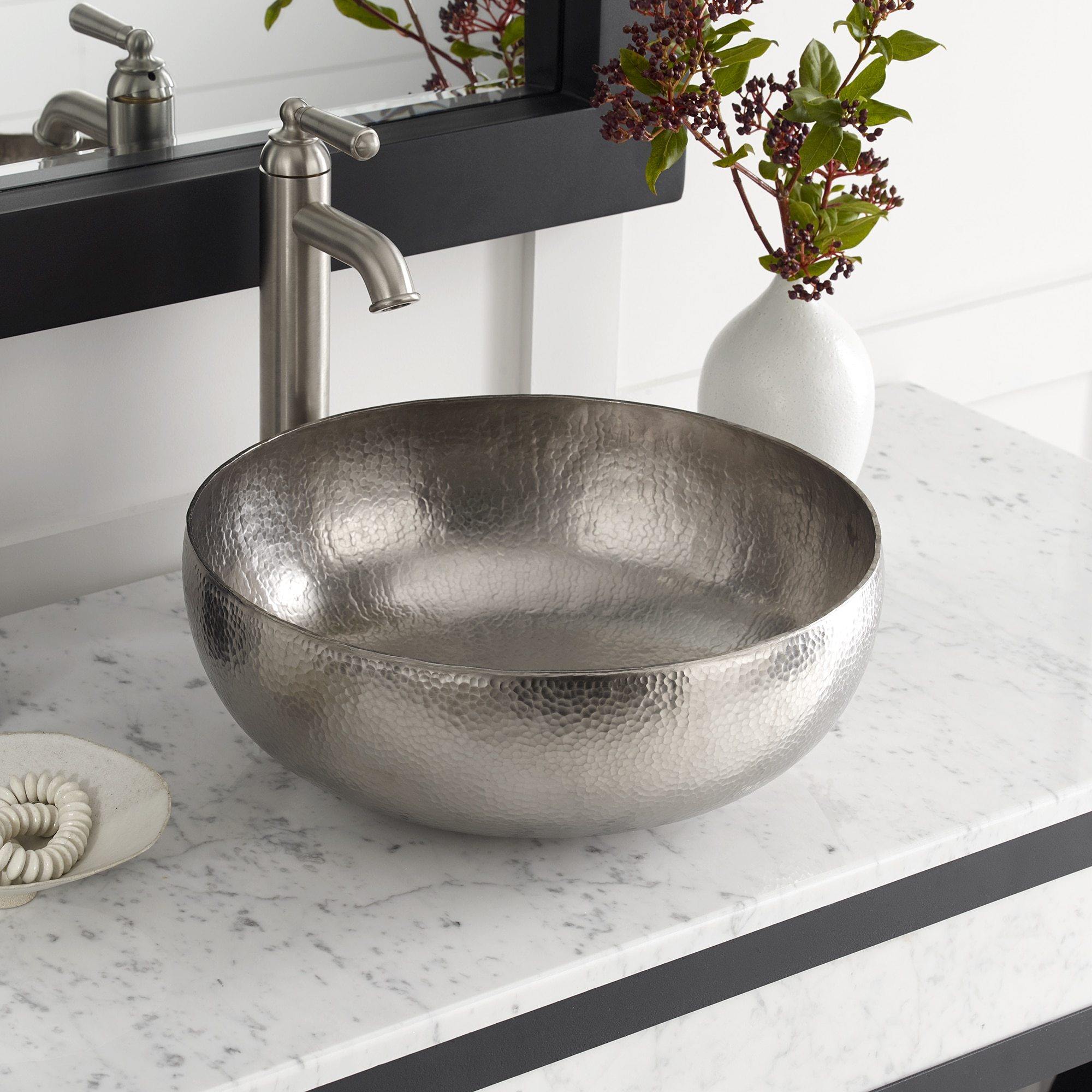 Native Trails Maestro 16" Round Nickel Bathroom Sink, Brushed Nickel, CPS563