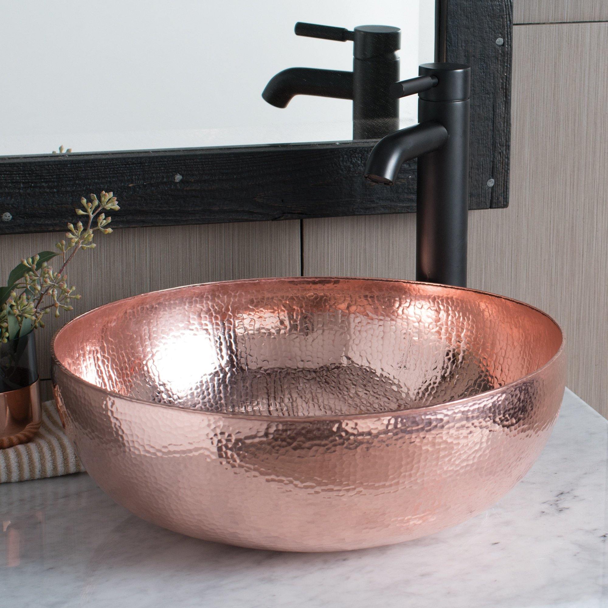 Native Trails Maestro 16" Round Copper Bathroom Sink, Polished Copper, CPS463