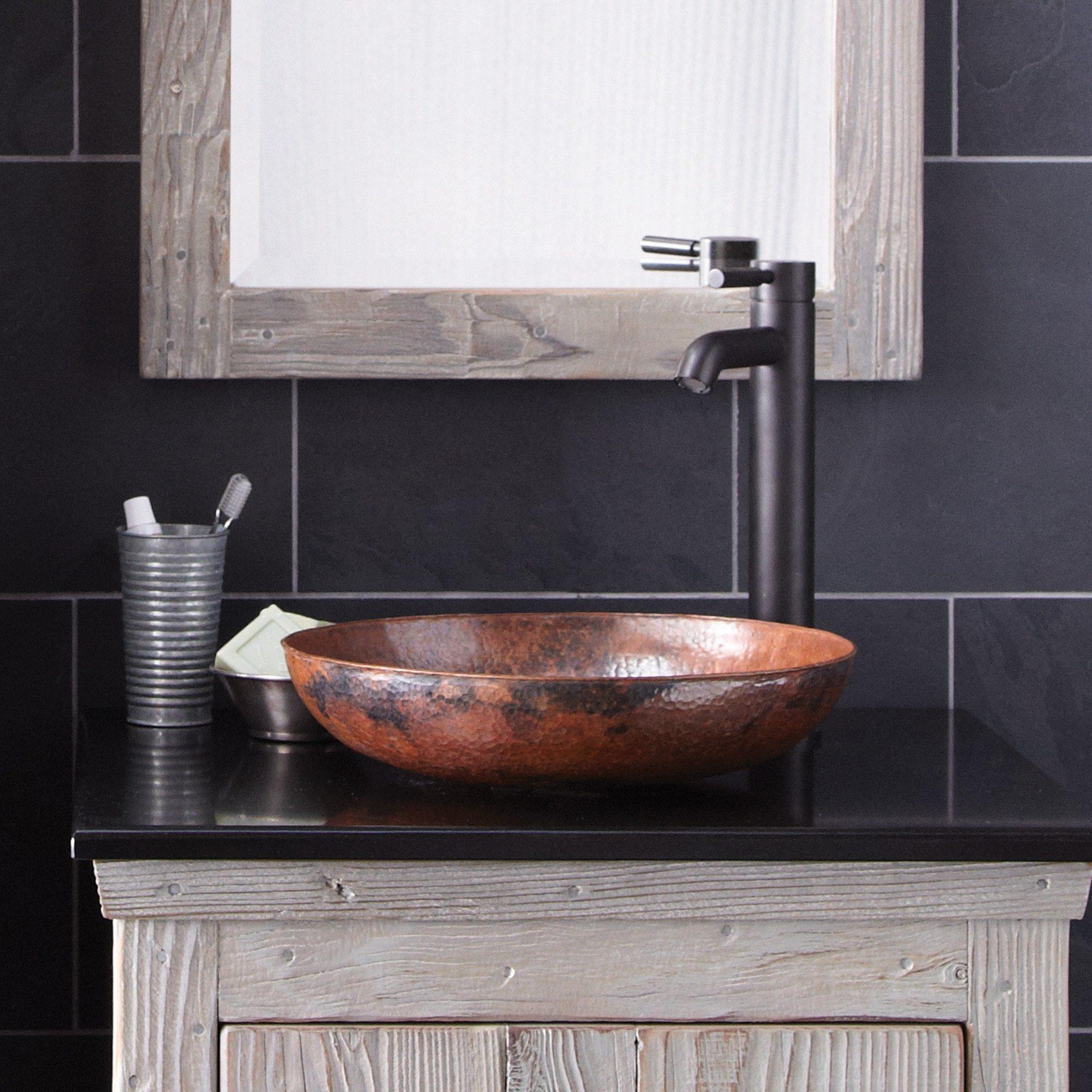 Native Trails Maestro 15" Round Copper Bathroom Sink, Tempered Copper, CPS383