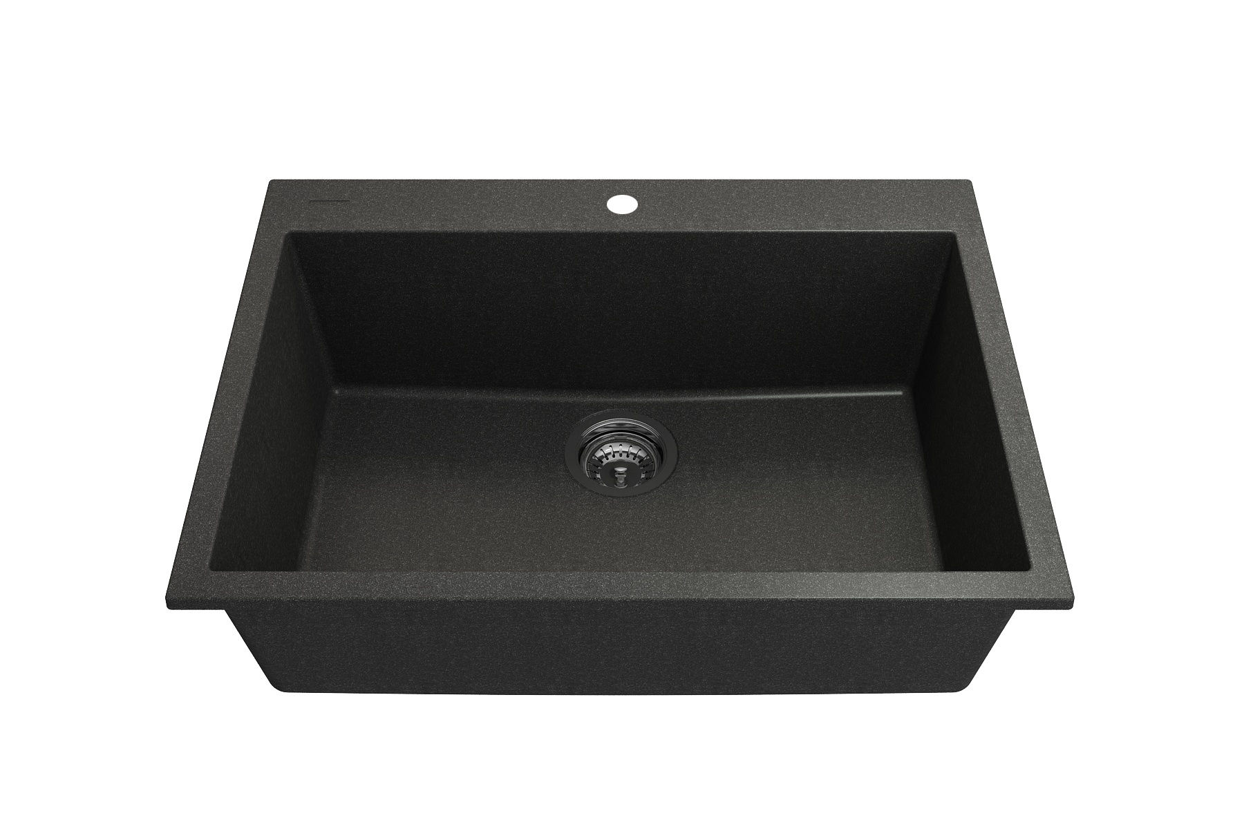 BOCCHI Campino Uno 27" Dual Mount Granite Kitchen Sink Kit, Metallic Black, 1634-505-0126