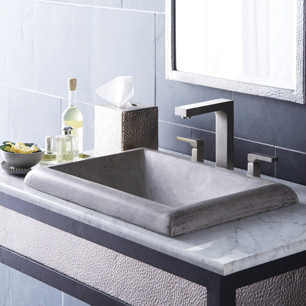 Native Trails Montecito 22" Rectangle NativeStone Concrete Bathroom Sink, Ash, NSL2216-A