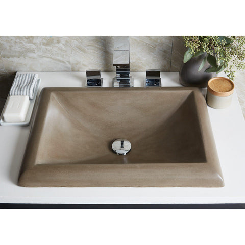 Native Trails Montecito 22" Rectangle Nativestone Concrete Bathroom Sink, Earth, NSL2216-E
