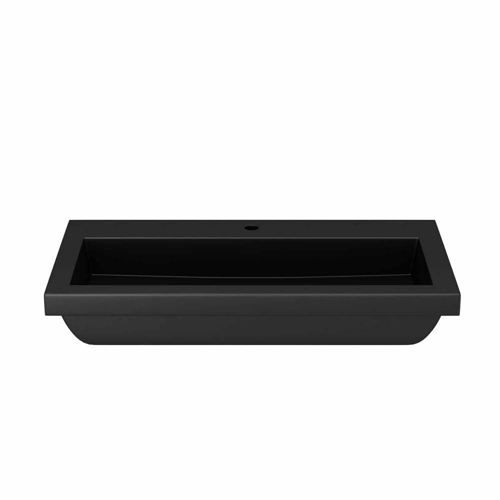Native Trails Trough 36" Rectangle NativeStone Concrete Bathroom Sink, 1 Faucet Hole, Charcoal, NSL3619-C