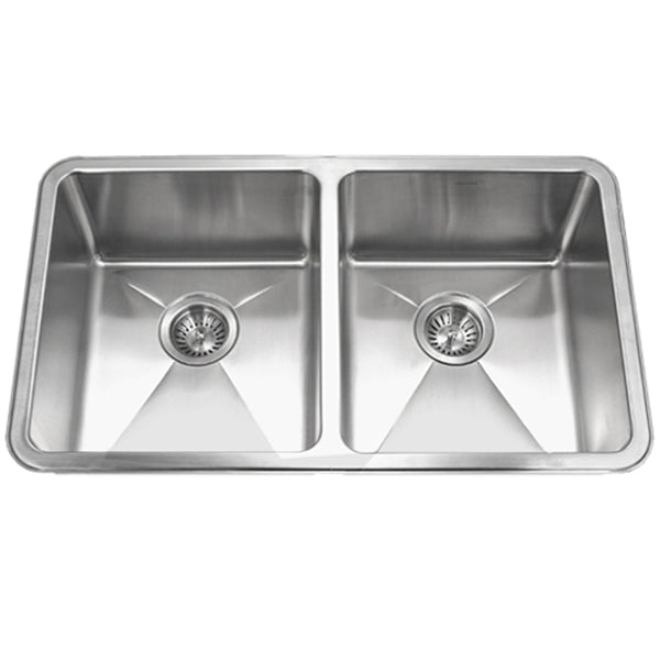 Houzer 31" Stainless Steel Undermount 50/50 Double Bowl Kitchen Sink, NOD-4200