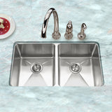 Houzer 31" Stainless Steel Undermount 50/50 Double Bowl Kitchen Sink, NOD-4200 - The Sink Boutique