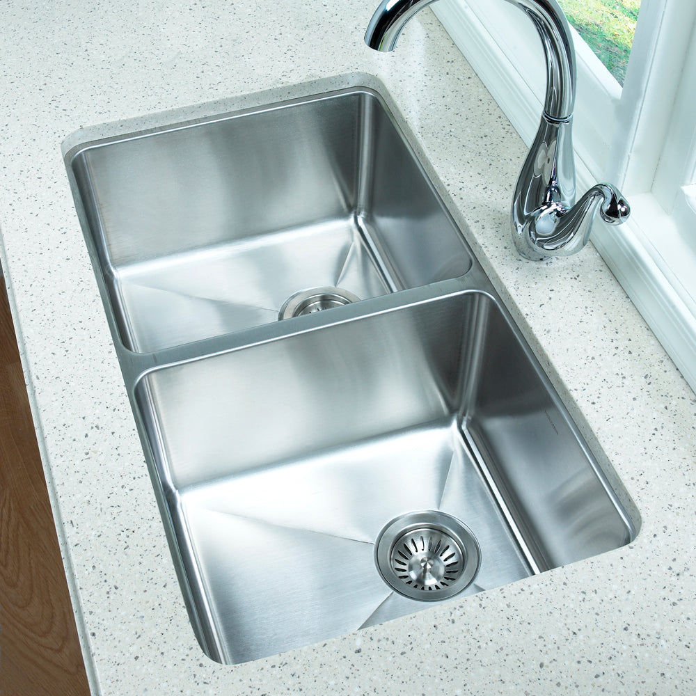 Houzer 31" Stainless Steel Undermount 50/50 Double Bowl Kitchen Sink, NOD-4200 - The Sink Boutique