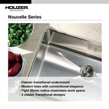 Houzer 31" Stainless Steel Undermount 50/50 Double Bowl Kitchen Sink, NOD-4200 - The Sink Boutique