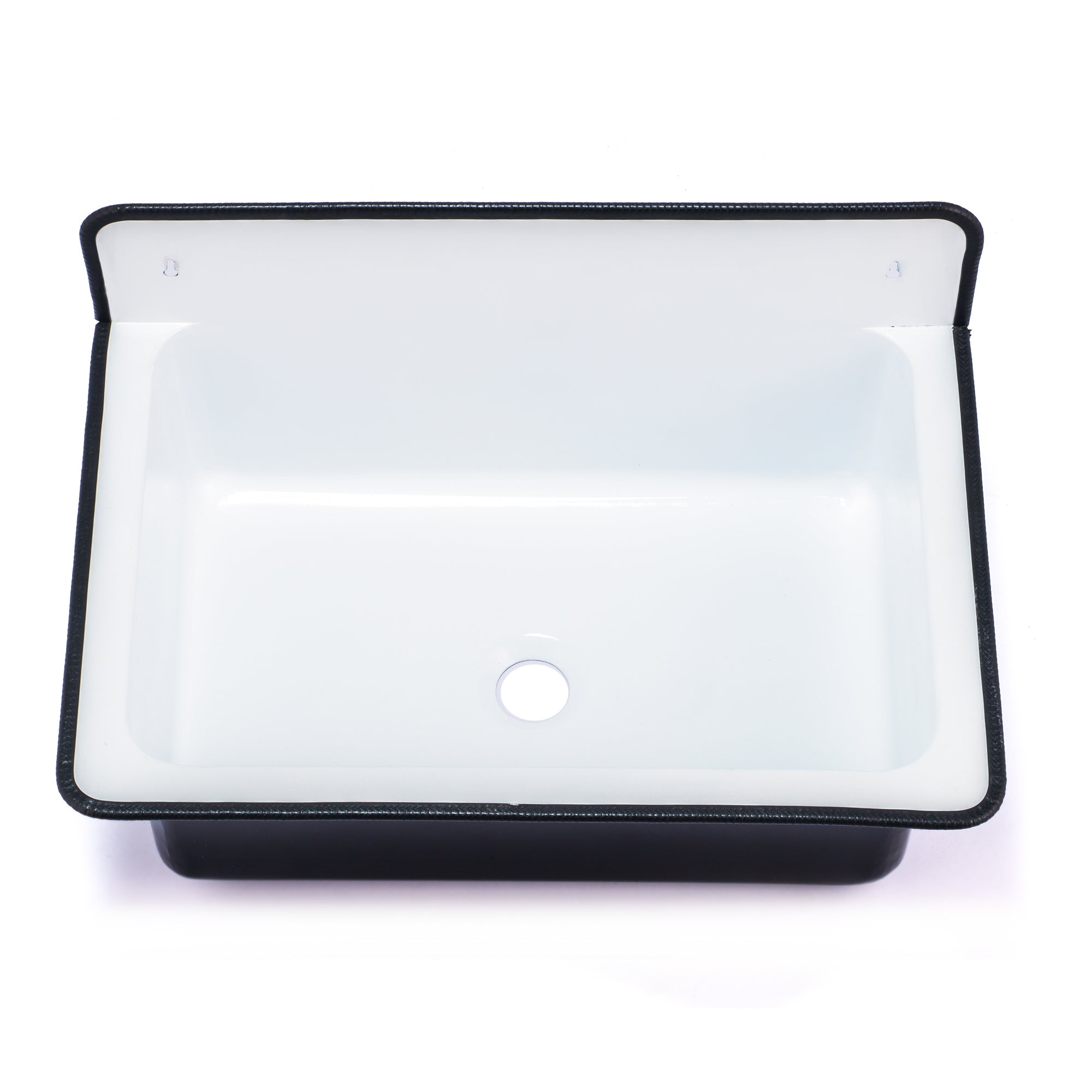 Nantucket Sinks Anchor 20" Wallmount Iron Utility Sink with Accessories, Black/White, NS-ACBS20-BLKW
