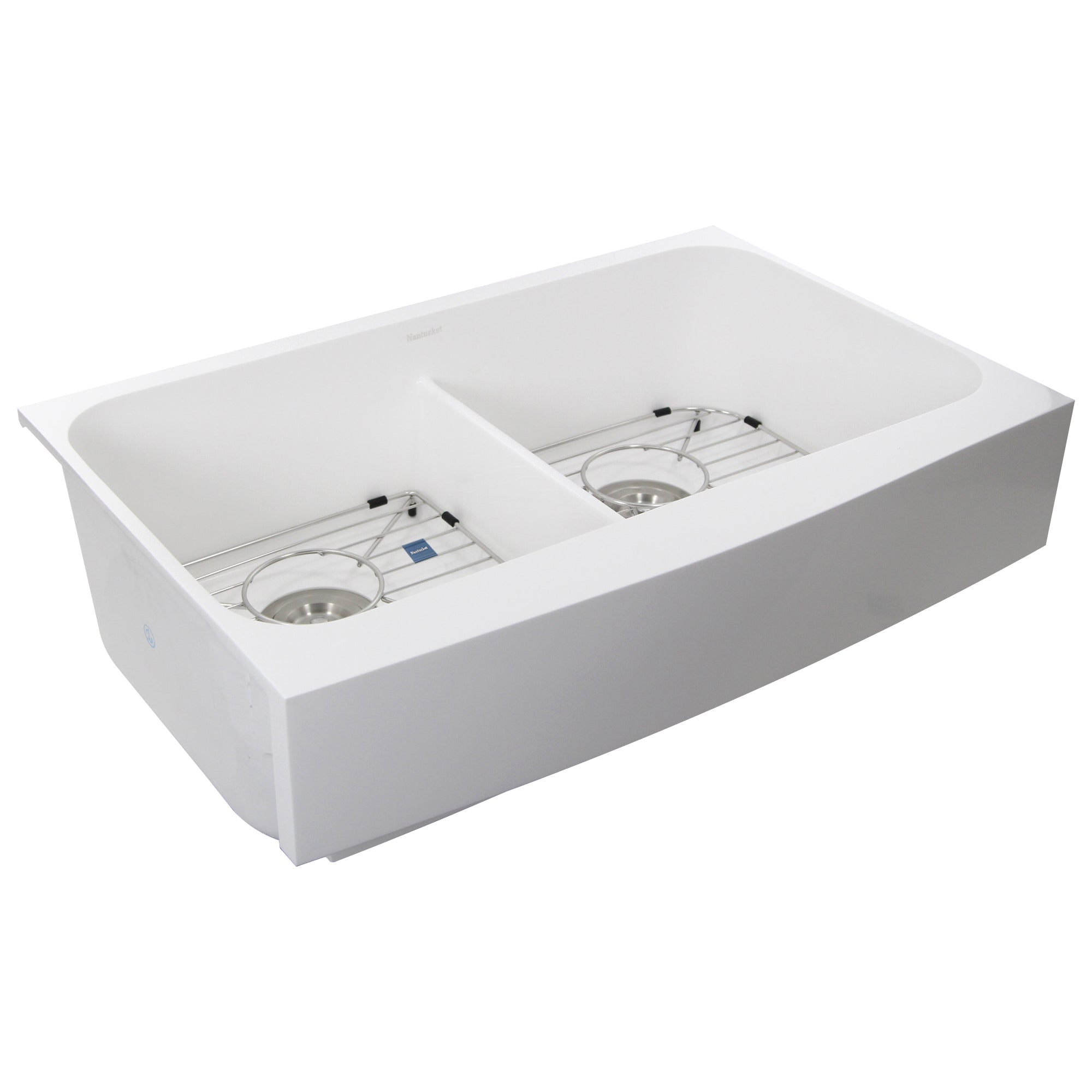 Nantucket Sinks Glacierstone 31" Retrofit Double Bowl Farmhouse Sink, White, NS-GSEZA32D - The Sink Boutique
