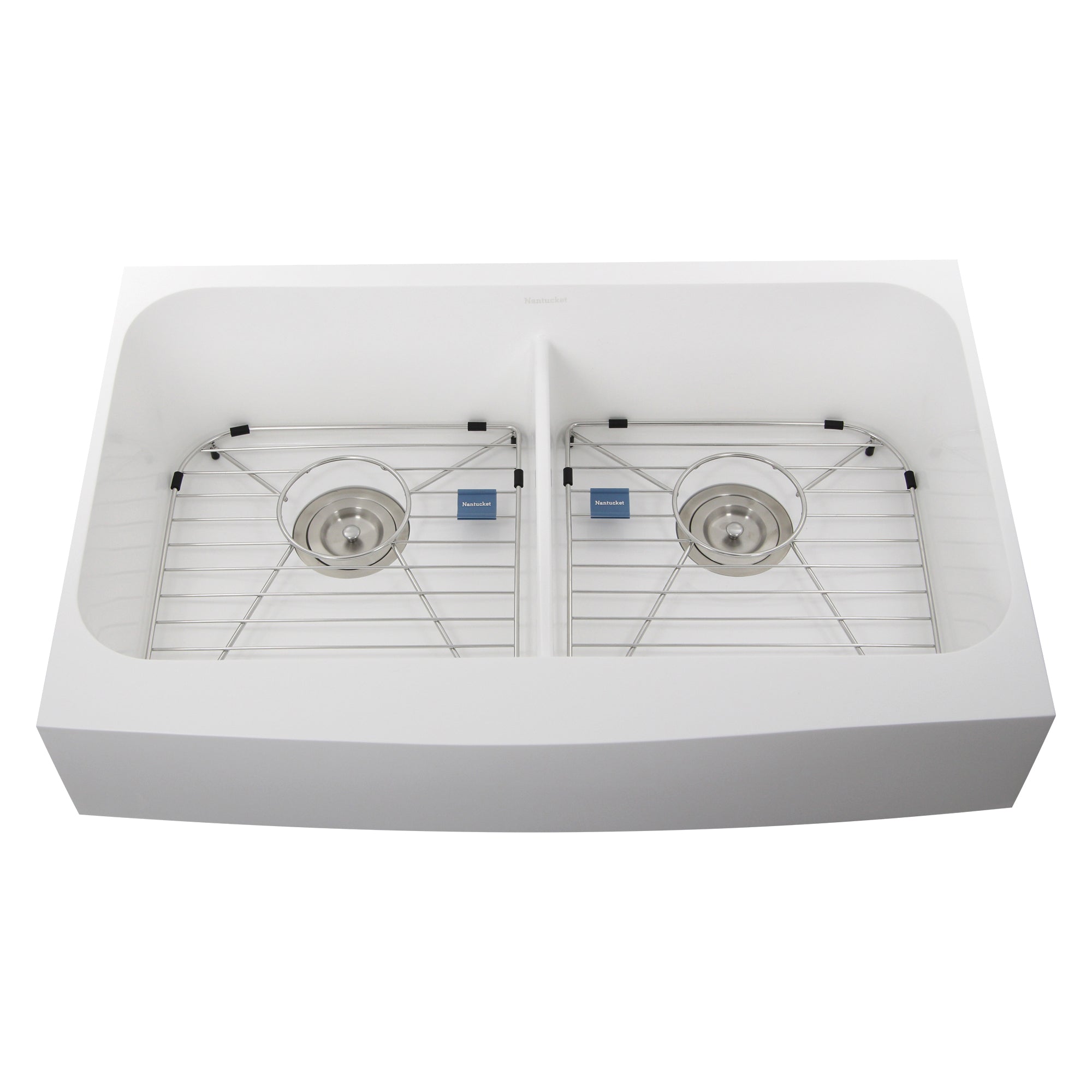 Nantucket Sinks Glacierstone 31" Retrofit Double Bowl Farmhouse Sink, White, NS-GSEZA32D - The Sink Boutique