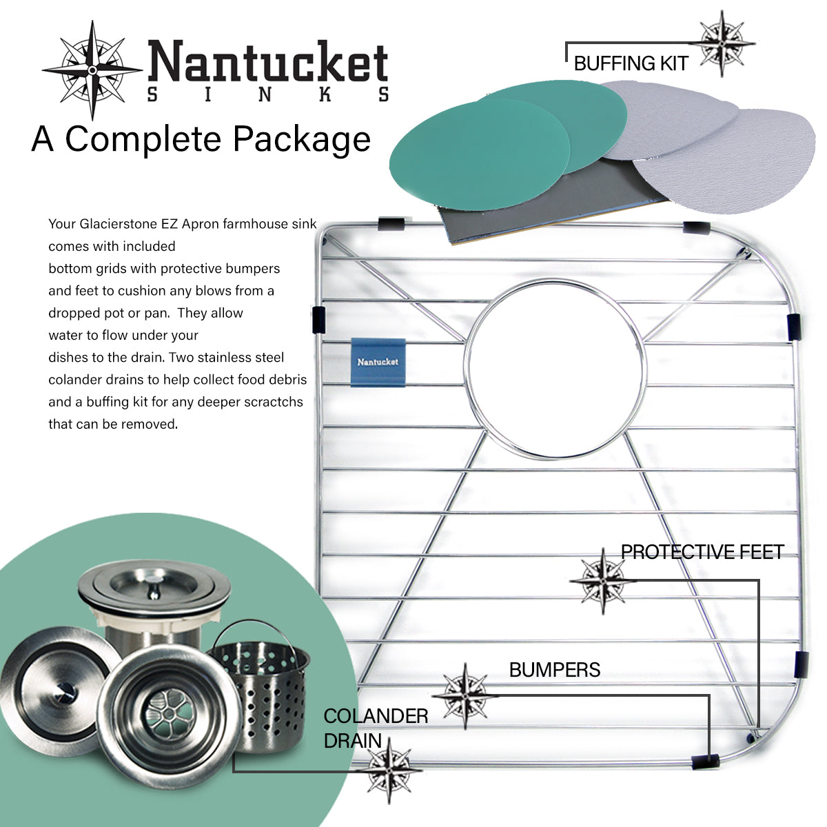 Nantucket Sinks Glacierstone 31" Retrofit Double Bowl Farmhouse Sink, White, NS-GSEZA32D - The Sink Boutique