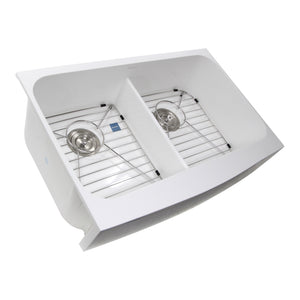 Alternate Image for Nantucket Sinks Glacierstone 31" Retrofit Double Bowl Farmhouse Sink, White, NS-GSEZA32D