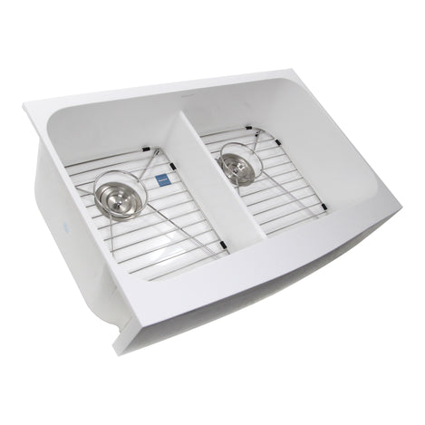 Alternate Image for Nantucket Sinks Glacierstone 31" Retrofit Double Bowl Farmhouse Sink, White, NS-GSEZA32D