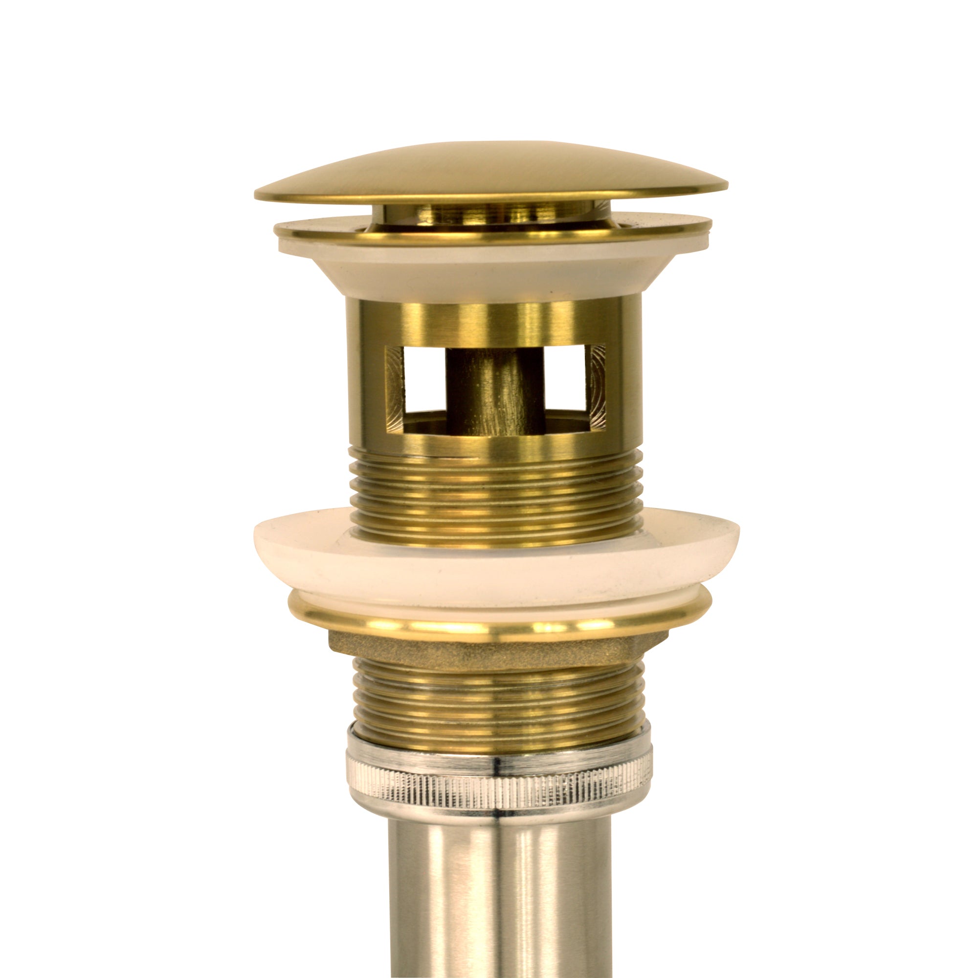 Nantucket Sinks' Brushed Gold Finish Umbrella Drain With Overflow NS-UDBG-OF