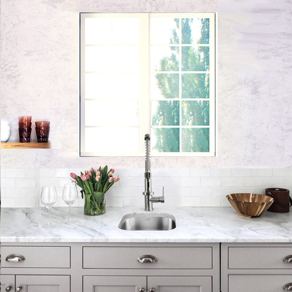 Nantucket Sinks Quidnet 15" Rectangle 304 Stainless Steel Bar/Prep Sink with Accessories, NS1512