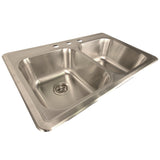 Nantucket Sinks Madaket 33" Drop In/Topmount 304 Stainless Steel Kitchen Sink with Accessories, 50/50 Double Bowl, 18 Gauge, NS3322-DE