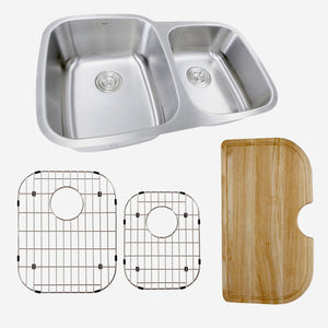Alternate Image for Nantucket Sinks Sconset 32" Stainless Steel Kitchen Sink, 16 Gauge, 60/40 Double Bowl, NS503-16-CB