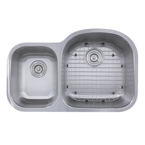 Alternate Image for Nantucket Sinks Sconset 33" Stainless Steel Kitchen Sink, 16 Gauge, 70/30 Double Bowl, NS7030-R-16