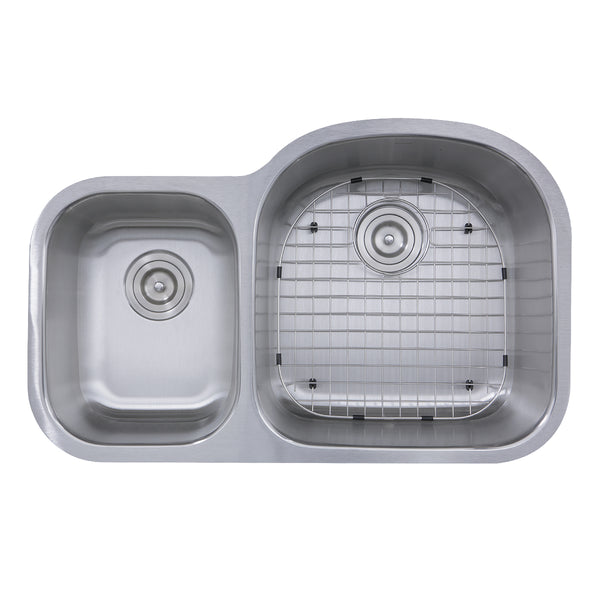 Nantucket Sinks Sconset 33" Stainless Steel Kitchen Sink, 70/30 Double Bowl, NS7030-R-16