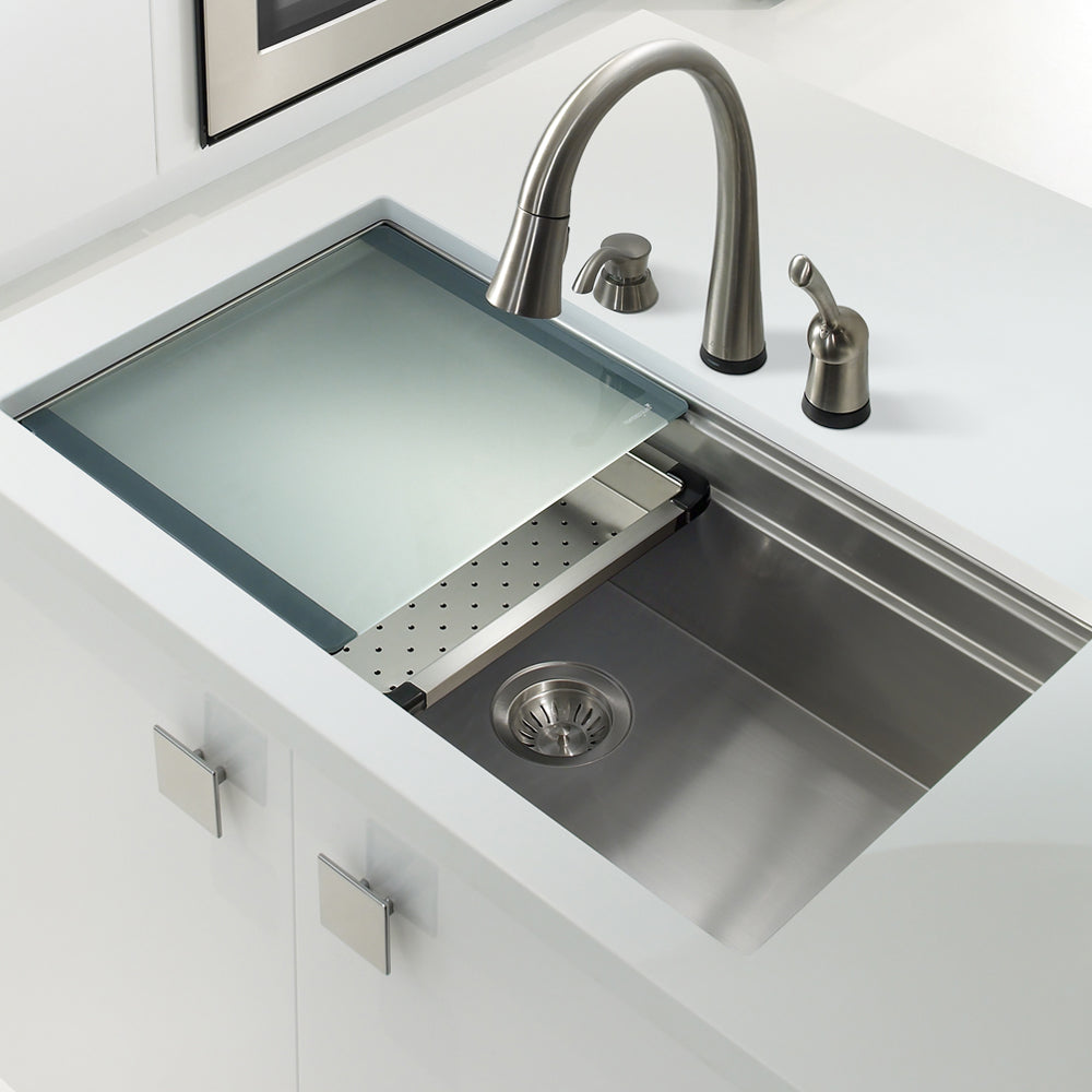 Houzer 32" Stainless Steel Undermount Large Single Bowl Kitchen Sink, NVS-5200 - The Sink Boutique