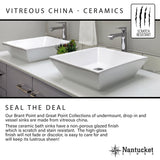 Nantucket Sinks Brant Point 15" Ceramic Bathroom Sink, White, NSV107A