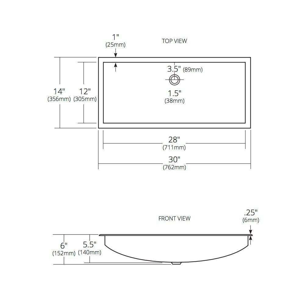 Native Trails Trough 30" Rectangle Copper Bathroom Sink, Polished Copper, CPS400
