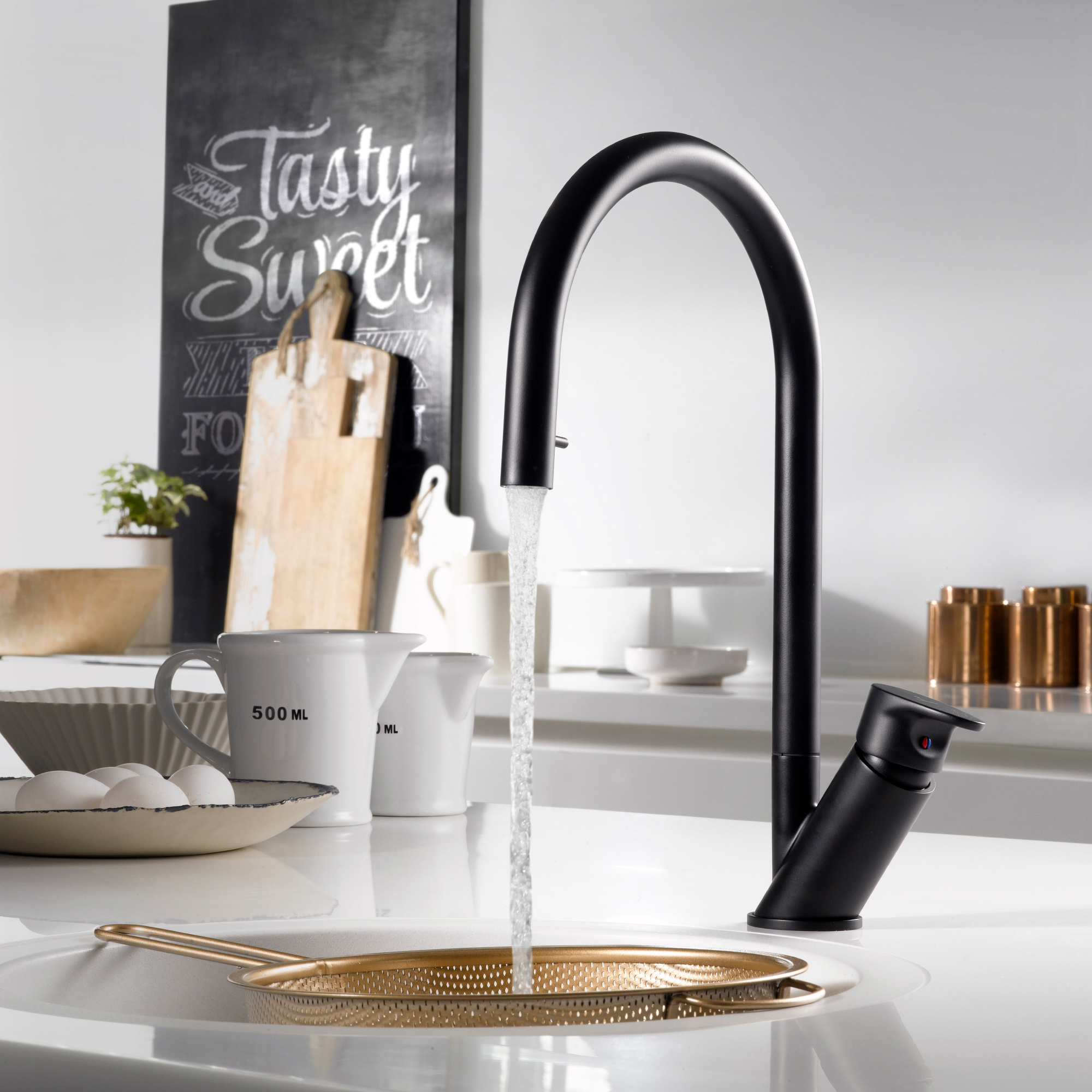 Houzer Oni 1.75 GPM Lever Brass Kitchen Faucet, Pull Down, Matte Black, ONIPD-169-MB
