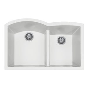 Alternate Image for Houzer Quartztone 33" Undermount Granite Kitchen Sink, 60/40 Double Bowl, Cloud, P-175U Cloud