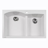 Houzer Quartztone 33" Drop In/Topmount Granite Kitchen Sink, 60/40 Double Bowl, Cloud, P-175 Cloud